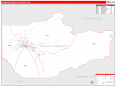 Fairbanks North Star Borough (County), AK Digital Map Red Line Style